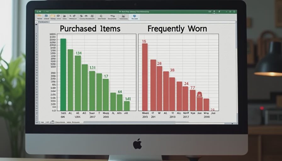 Data visualization of bought vs worn clothing items over 6 months