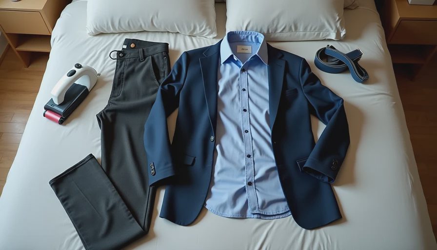 Complete emergency professional outfit with steaming and grooming tools