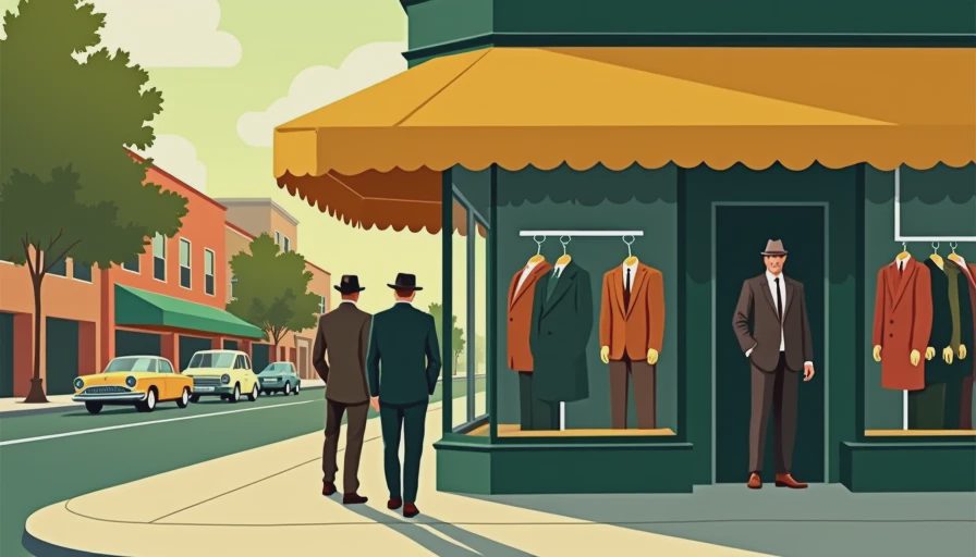 Visual context for men's clothing in 50's